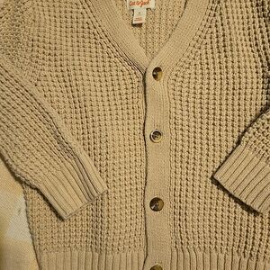Cat & Jack Beige Waffle Knit Button Cardigan
